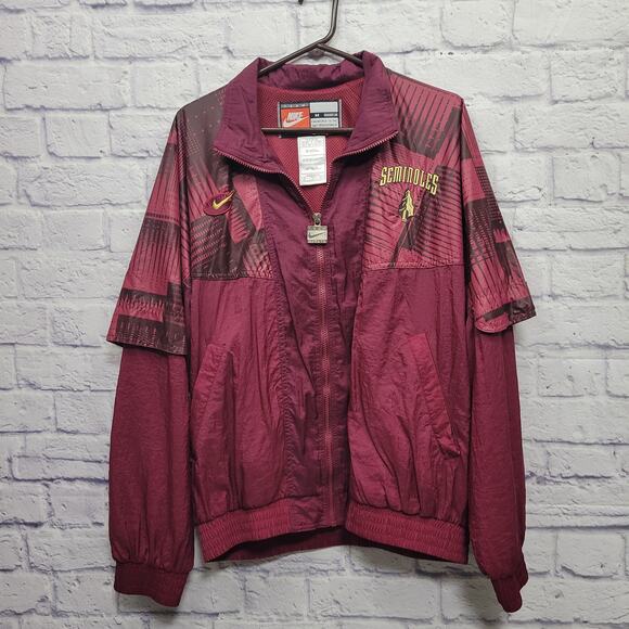 Vintage 90s Nike Team Sports FSU Windbreaker Jacket Size M Full Zip Mesh Lined - Picture 1 of 10